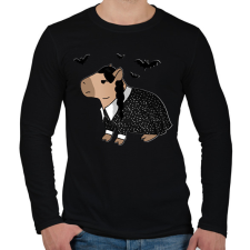 PRINTFASHION Wednesday capybara fehér körvonal - Férfi hosszú ujjú póló - Fekete férfi póló