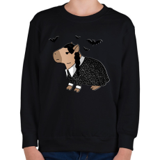 PRINTFASHION Wednesday capybara fehér körvonal - Gyerek pulóver - Fekete