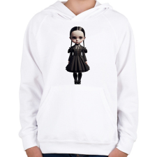 PRINTFASHION Wednesday - Gót stílusú illusztráció - Gyerek kapucnis pulóver - Fehér gyerek pulóver, kardigán