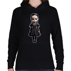 PRINTFASHION Wednesday - Gót stílusú illusztráció - Női kapucnis pulóver - Fekete