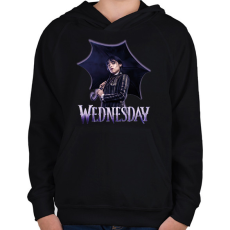 PRINTFASHION Wednesday - Gyerek kapucnis pulóver - Fekete