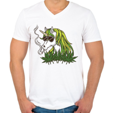 PRINTFASHION WeedCorn - Férfi V-nyakú póló - Fehér