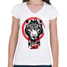 PRINTFASHION welcome2 the jungle - Női V-nyakú póló - Fehér