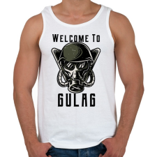 PRINTFASHION Welcome to Gulag - Férfi atléta - Fehér atléta, trikó
