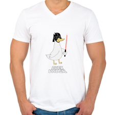 PRINTFASHION Welcome to the duck side - Férfi V-nyakú póló - Fehér férfi póló
