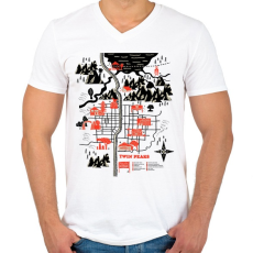 PRINTFASHION Welcome to twinpeaks - Férfi V-nyakú póló - Fehér