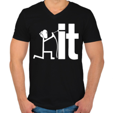 PRINTFASHION Weld it - Férfi V-nyakú póló - Fekete