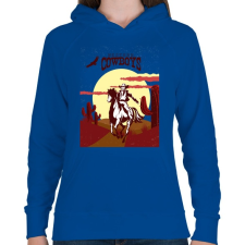 PRINTFASHION Western Cowboys - Női kapucnis pulóver - Királykék női pulóver, kardigán