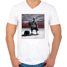 PRINTFASHION WestWorld - Férfi V-nyakú póló - Fehér férfi póló