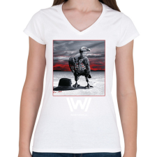 PRINTFASHION WestWorld - Női V-nyakú póló - Fehér női póló