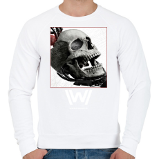 PRINTFASHION WestWorld skull - Férfi pulóver - Fehér