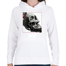 PRINTFASHION WestWorld skull - Női kapucnis pulóver - Fehér