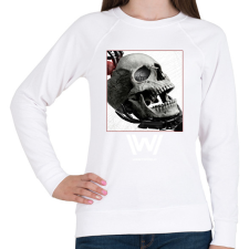 PRINTFASHION WestWorld skull - Női pulóver - Fehér női pulóver, kardigán