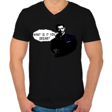 PRINTFASHION WHAT IS IT YOU DESIRE? - Férfi V-nyakú póló - Fekete