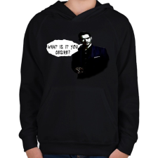 PRINTFASHION WHAT IS IT YOU DESIRE? - Gyerek kapucnis pulóver - Fekete gyerek pulóver, kardigán