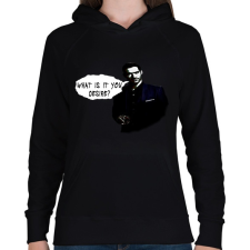 PRINTFASHION WHAT IS IT YOU DESIRE? - Női kapucnis pulóver - Fekete női pulóver, kardigán