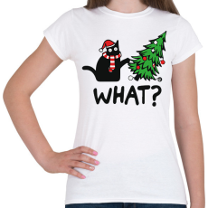 PRINTFASHION What? - Karácsonyos macska - Női póló - Fehér