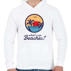 PRINTFASHION What's up Beaches? - Férfi kapucnis pulóver - Fehér