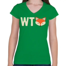 PRINTFASHION WHAT THE FOX? - Női V-nyakú póló - Zöld