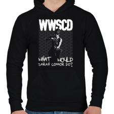 PRINTFASHION What would Sarah Connor do? - Férfi kapucnis pulóver - Fekete férfi pulóver, kardigán