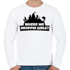 PRINTFASHION WhereWeDroppingGirls - Férfi pulóver - Fehér férfi pulóver, kardigán