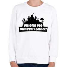 PRINTFASHION WhereWeDroppingGirls - Gyerek pulóver - Fehér gyerek pulóver, kardigán