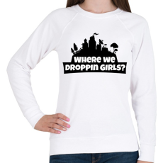 PRINTFASHION WhereWeDroppingGirls - Női pulóver - Fehér