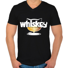 PRINTFASHION whiskas whiskey - Férfi V-nyakú póló - Fekete férfi póló