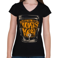 PRINTFASHION Whiskey - Női V-nyakú póló - Fekete