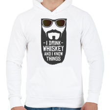 PRINTFASHION Whiskey-t iszok és tudok dolgokat - Férfi kapucnis pulóver - Fehér férfi pulóver, kardigán