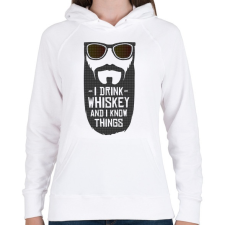 PRINTFASHION Whiskey-t iszok és tudok dolgokat - Női kapucnis pulóver - Fehér női pulóver, kardigán