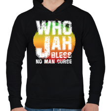 PRINTFASHION Who jah - Férfi kapucnis pulóver - Fekete férfi pulóver, kardigán