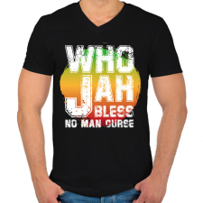 PRINTFASHION Who jah - Férfi V-nyakú póló - Fekete férfi póló