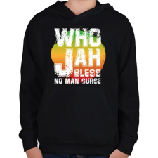 PRINTFASHION Who jah - Gyerek kapucnis pulóver - Fekete gyerek pulóver, kardigán