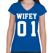 PRINTFASHION Wifey - Női V-nyakú póló - Királykék női póló