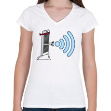 PRINTFASHION WIFI fighter - Női V-nyakú póló - Fehér