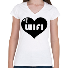PRINTFASHION Wifi - páros2 - Női V-nyakú póló - Fehér női póló