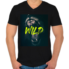 PRINTFASHION Wild - Férfi V-nyakú póló - Fekete