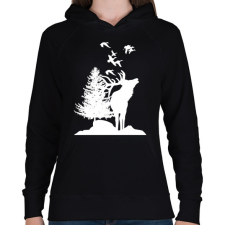 PRINTFASHION wild life - Női kapucnis pulóver - Fekete női pulóver, kardigán