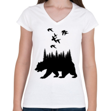 PRINTFASHION wild life - Női V-nyakú póló - Fehér női póló