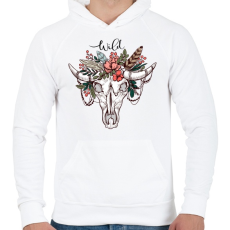 PRINTFASHION Wild Skull - Férfi kapucnis pulóver - Fehér