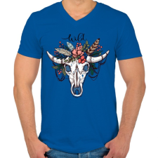 PRINTFASHION Wild Skull - Férfi V-nyakú póló - Királykék férfi póló
