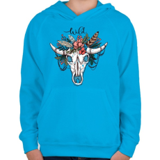 PRINTFASHION Wild Skull - Gyerek kapucnis pulóver - Azúrkék