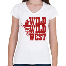 PRINTFASHION Wild wild west - Női V-nyakú póló - Fehér