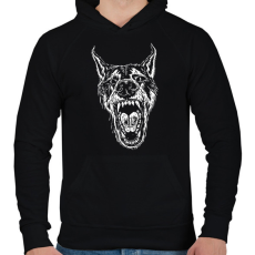 PRINTFASHION Wild wolf - Férfi kapucnis pulóver - Fekete