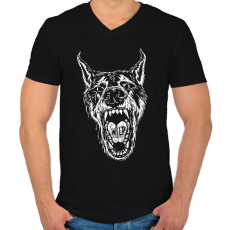 PRINTFASHION Wild wolf - Férfi V-nyakú póló - Fekete