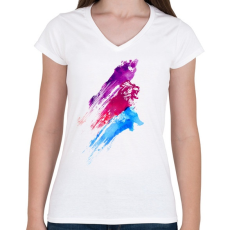 PRINTFASHION Wildcolours - Női V-nyakú póló - Fehér