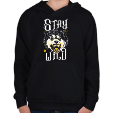 PRINTFASHION WildRaccooN® StayWild - Gyerek kapucnis pulóver - Fekete gyerek pulóver, kardigán
