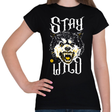 PRINTFASHION WildRaccooN® StayWild - Női póló - Fekete női póló