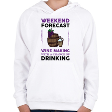 PRINTFASHION Wine making - Gyerek kapucnis pulóver - Fehér